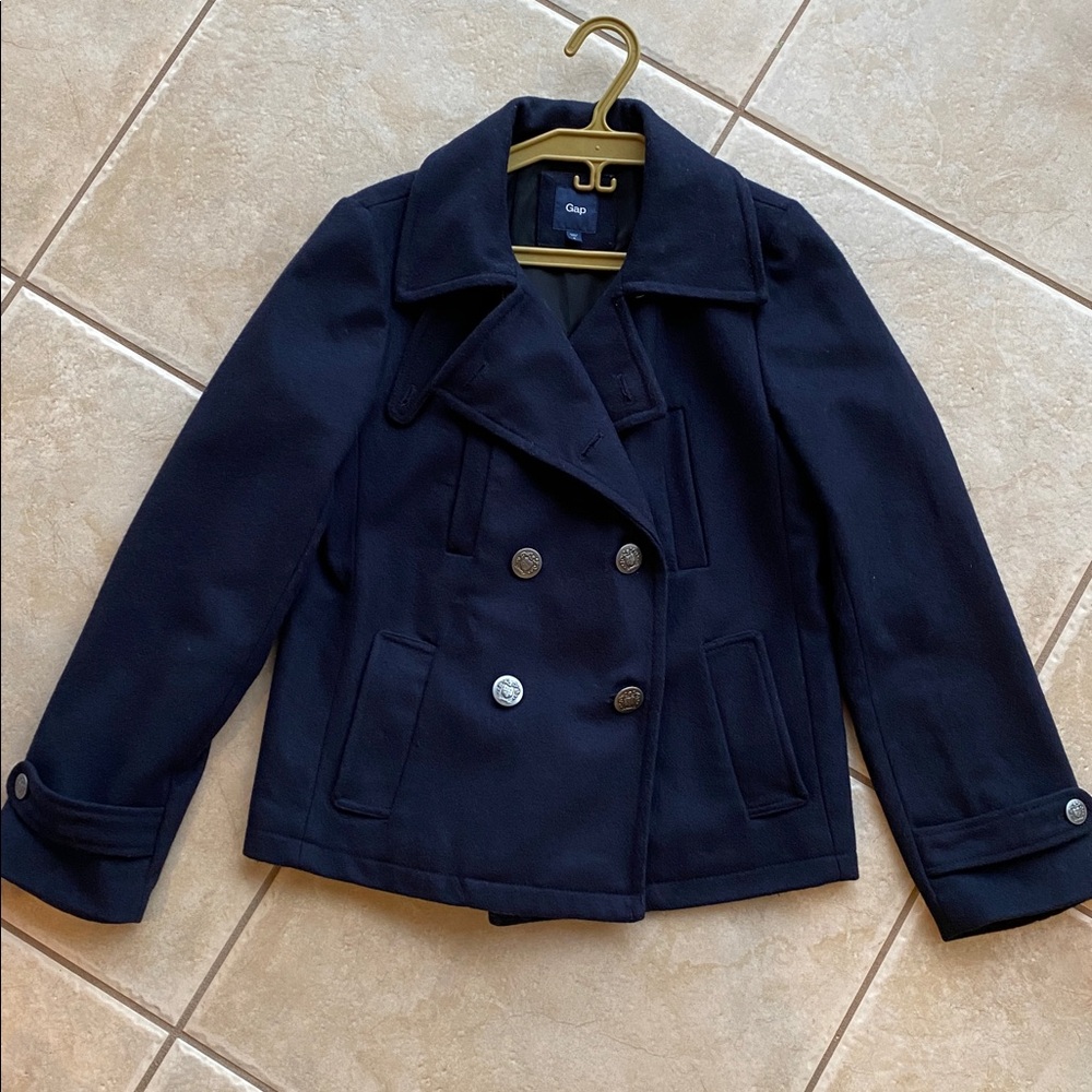 Classic Gap Navy Blue Wool Pea Coat Size Small